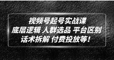 底层逻辑《视频号起号实战课》话术拆解，付费投放网赚项目-副业赚钱-互联网创业-资源整合老八网赚