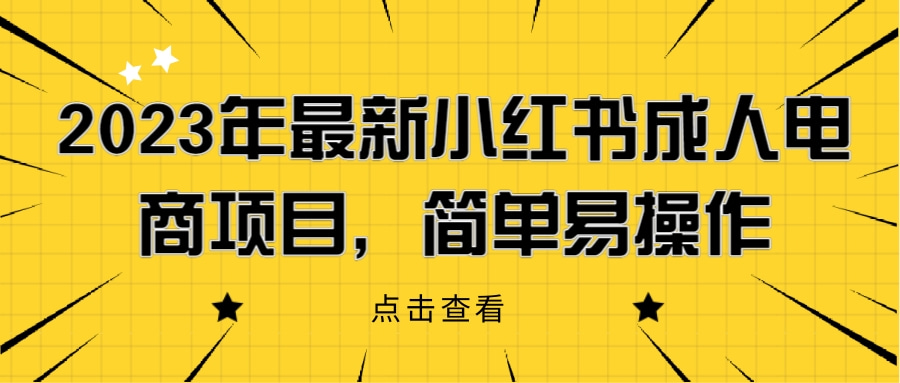 2023年最新小红书成人电商项目,简单易操作【详细教程】