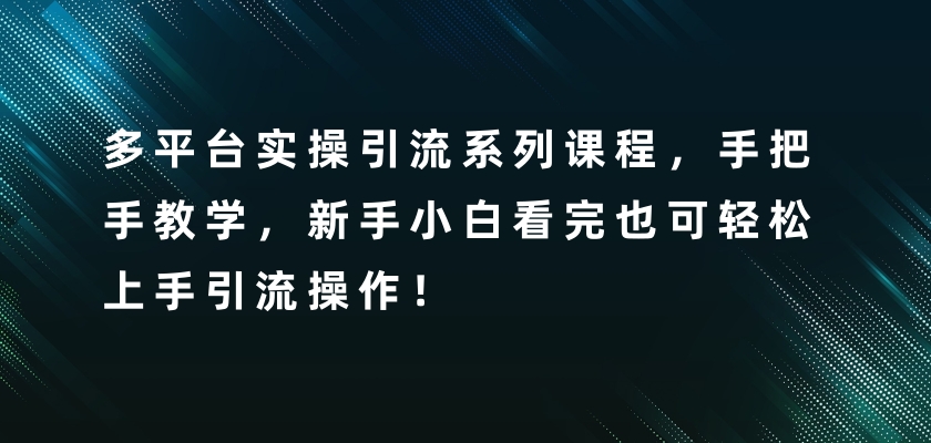多平台实操引流系列课程，手把手教学，新手小白看完也可轻松上手引流操作！网赚项目-副业赚钱-互联网创业-资源整合老八网赚