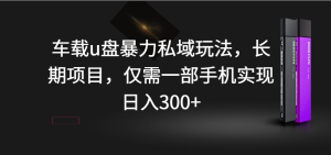 车载u盘暴力私域玩法，长期项目，仅需一部手机实现日入300+网赚项目-副业赚钱-互联网创业-资源整合老八网赚